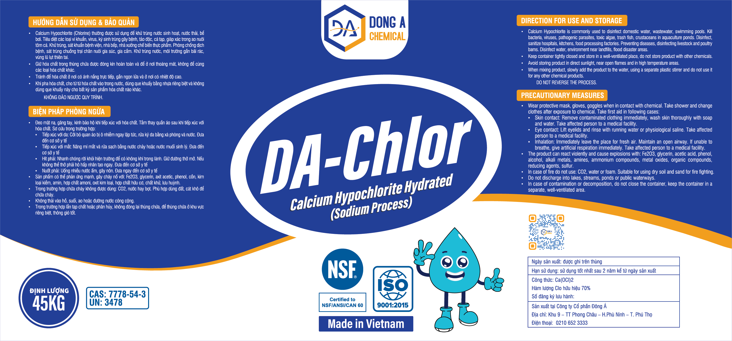 an toàn hoá chất calcium hypochlorite 70